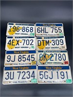 FLAT LOT OF 10 MODERN WEST VIRGINIA LICENSE PLATE