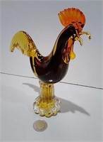 Beautiful Glass Rooster 8.5" Tall