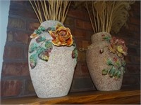 2 Large floral vases 12"