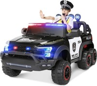 JOYLDIAS Kids Ride On Police Car, 12V, 6 Wheels