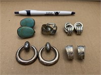 5 pair silver tone clip on earrings