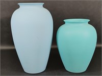 Set of Two Frosted Glass Vase