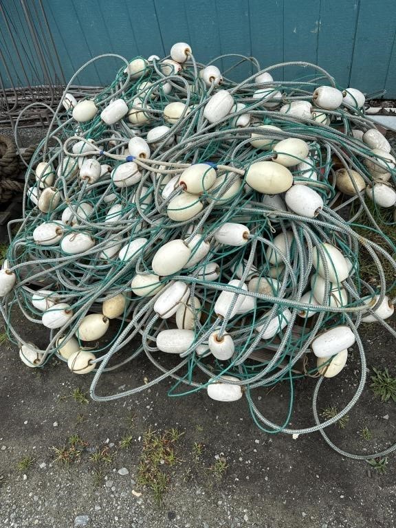 Pallet full of gillnet, cork line with floats and