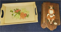 Wooden Tray and Wood Recipe Holder