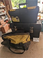 2 Stanley Toolboxes (16 in and 19 in) plus Wench