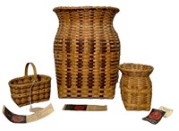 (3) Indian baskets - White Oak vase with walnut &