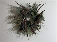 Lodge Wreath with Pheasant and Turkey Feathers
