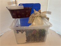 Clear tote with Christmas decor