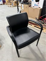 4 Black Leather Chairs with Armrests