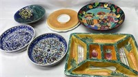 Tray Organizer Platters painted plates & bowls