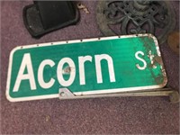 Metal bird bath reflective sign acorn Street