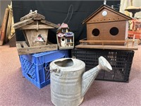 Birdhouse bird feeder galvanized, watering, can