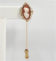 Cameo Stick Pin Signed Avon