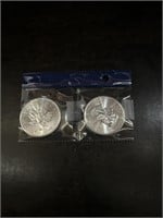 Two 1 OZ Silver Coins CDN Currency