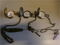 3 Pocket watches and 1 knife