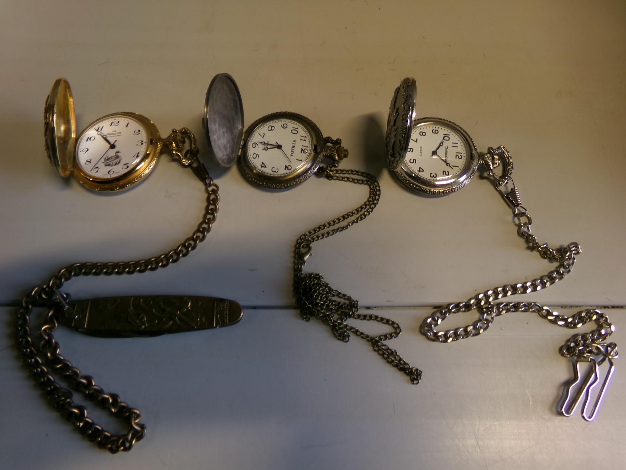 3 Pocket watches and 1 knife