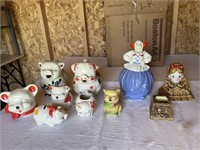 1940’s Dutch Girl Cookie Jar/Porcelain Pigs