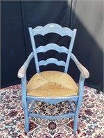 Sky blue painted wood antique chair