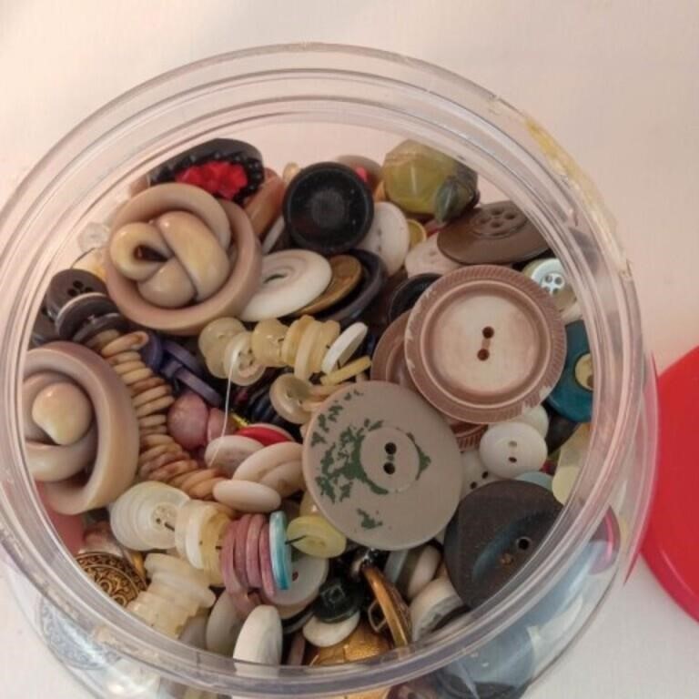 Plastic Jar Full of Buttons