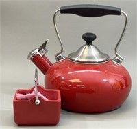 Red Enamel Teapot