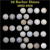 Group of 28 Mixed Date Barber 25c