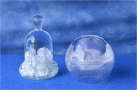 Art Glass Paperweight and Bud Vase