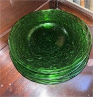 Vintage Textured Emerald Dessert Plates - 6