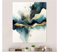 $75.00 Designart Teal And Gold Abstract