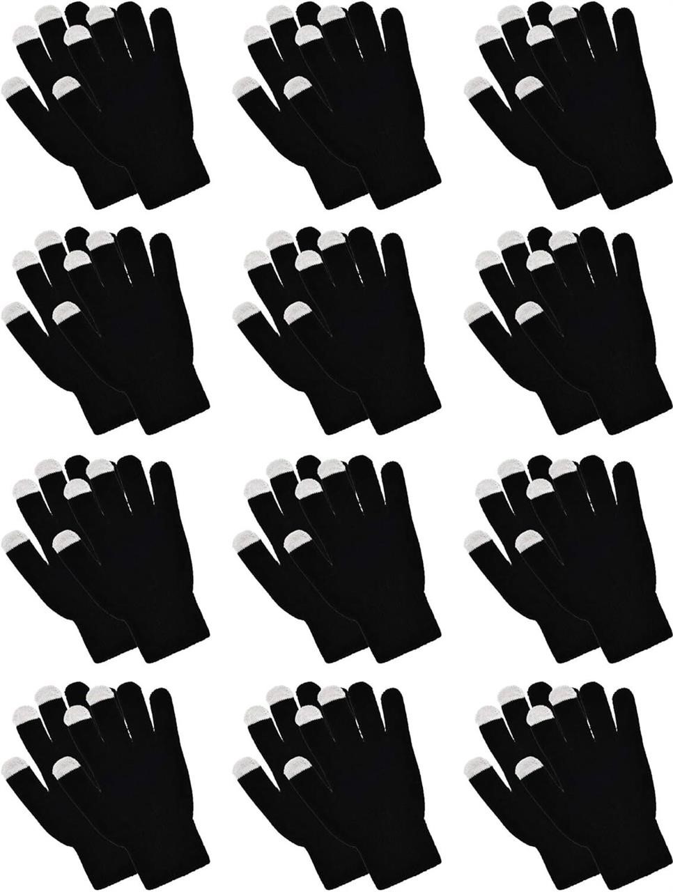 Pangda 12 Pairs Touchscreen Gloves  7x4 Black
