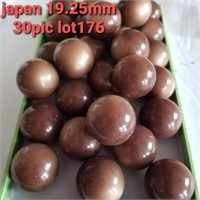 JAPAN VTG 19.2MM BROWN PEARLS NO-HOLE BALLS 30 PCS