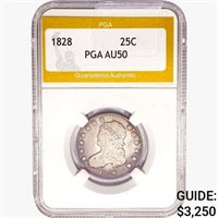 1828 Capped Bust Quarter PGA AU50