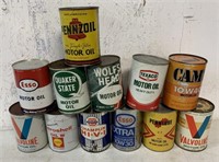 12 empty cardboard and metal oil quart cans