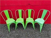 4 x Green Metal Garden Chairs