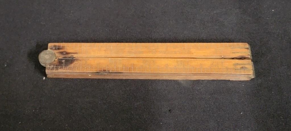 Vtg 24 Inch Folding Wooden Ruler