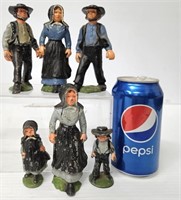 Amish Family Cast Iron Figures 2ea Man Woman Child