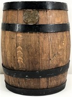 Vtg Small Solid Wood Wine / Moonshine Barrel