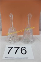 Pair of Smaller Matching 24%  Lead Crystal Bells