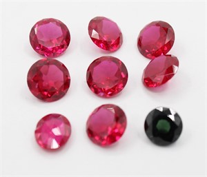 (9) Loose Lab Ruby Gemstones