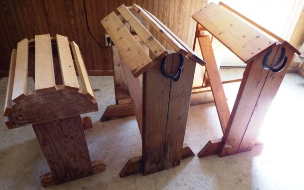 (3) Wooden Saddle Racks / Stands