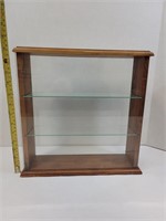 Wooden Pewter Display Case w/ Glass Shelves