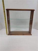 Wooden Pewter Display Case w/ Glass Shelves
