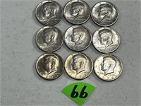 (9) 1970's Kennedy Half Dollars