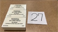 3 Boxes of Federal black pack 22 long rifle
 36