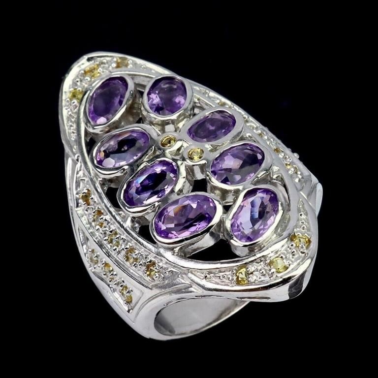 Natural Amethyst & Sapphire Ring