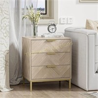 Anmytek 3 Drawer Square Bedside Table  Oak