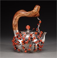 Ijido Silver Pot (Southern Red with beads)