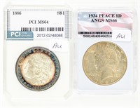 Coin Morgan&Peace Dollars PCI&ANGS-MS64-MS66