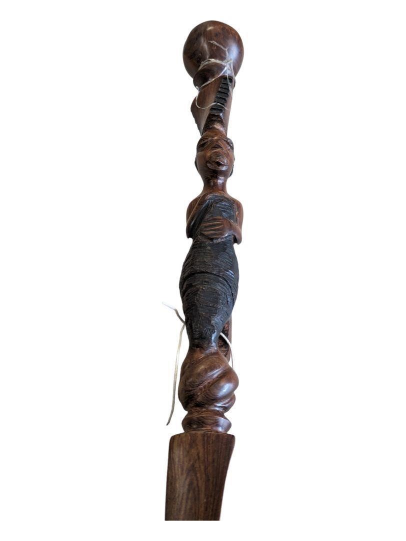 Vintage Hand carved Ebony Wood Walking Stick/Woman