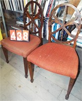 pair stenciled back chairs