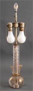 Murano Controlled Bubble Glass & Steel Table Lamp